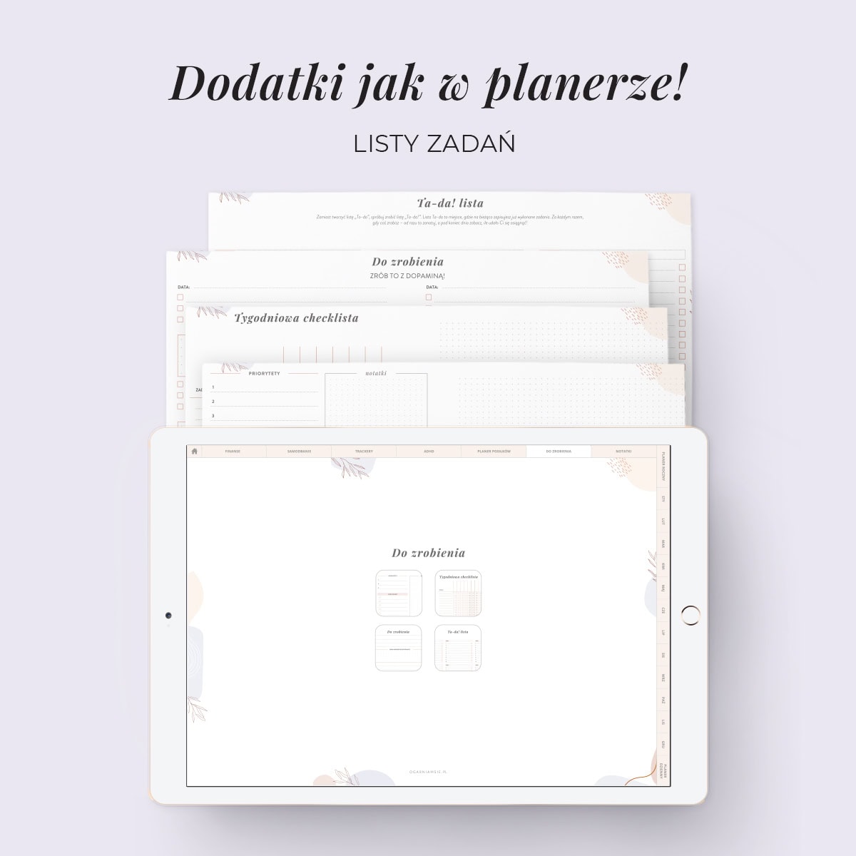 Digital Planer ADHD - zakładka listy zadań