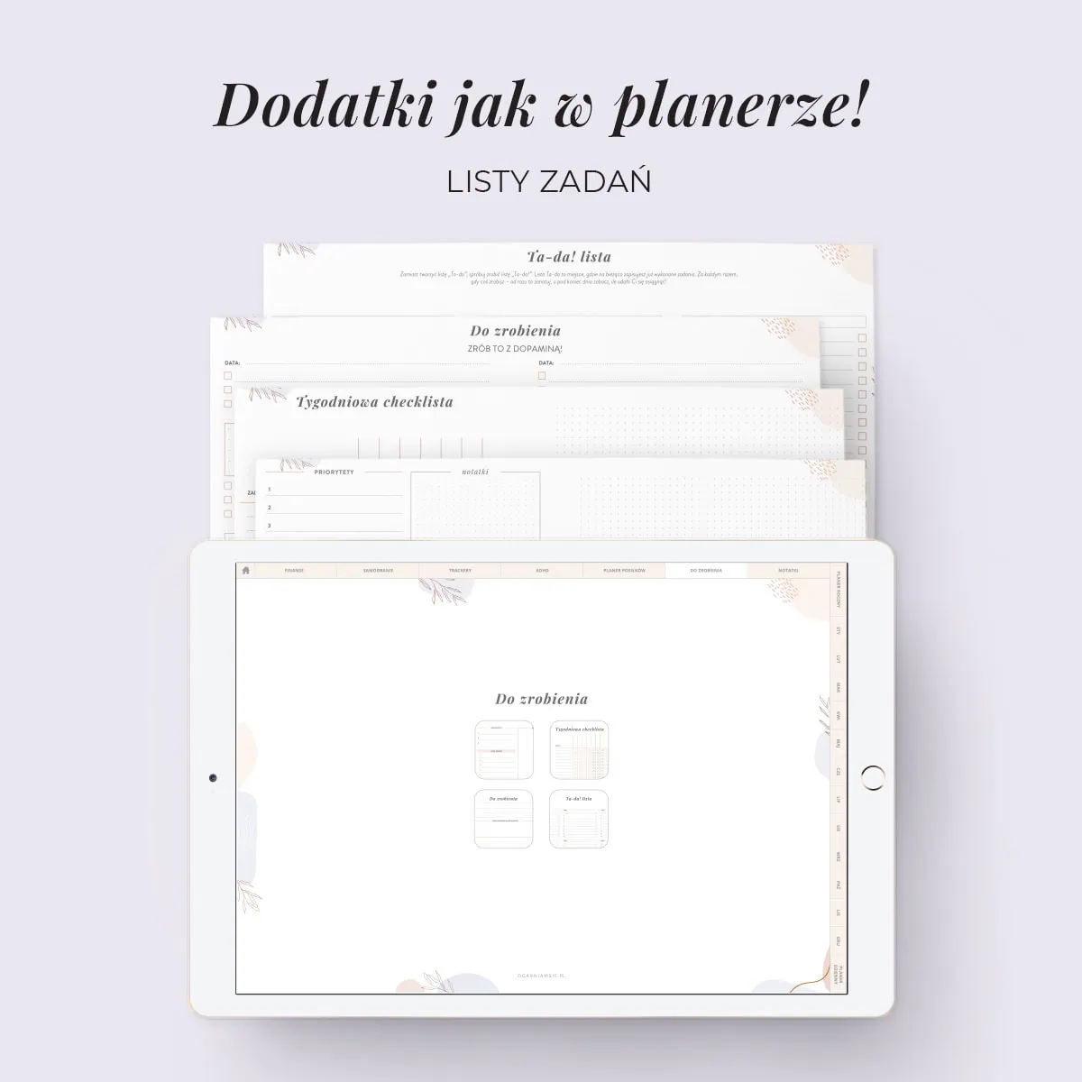 Digital Planer ADHD - zakładka listy zadań