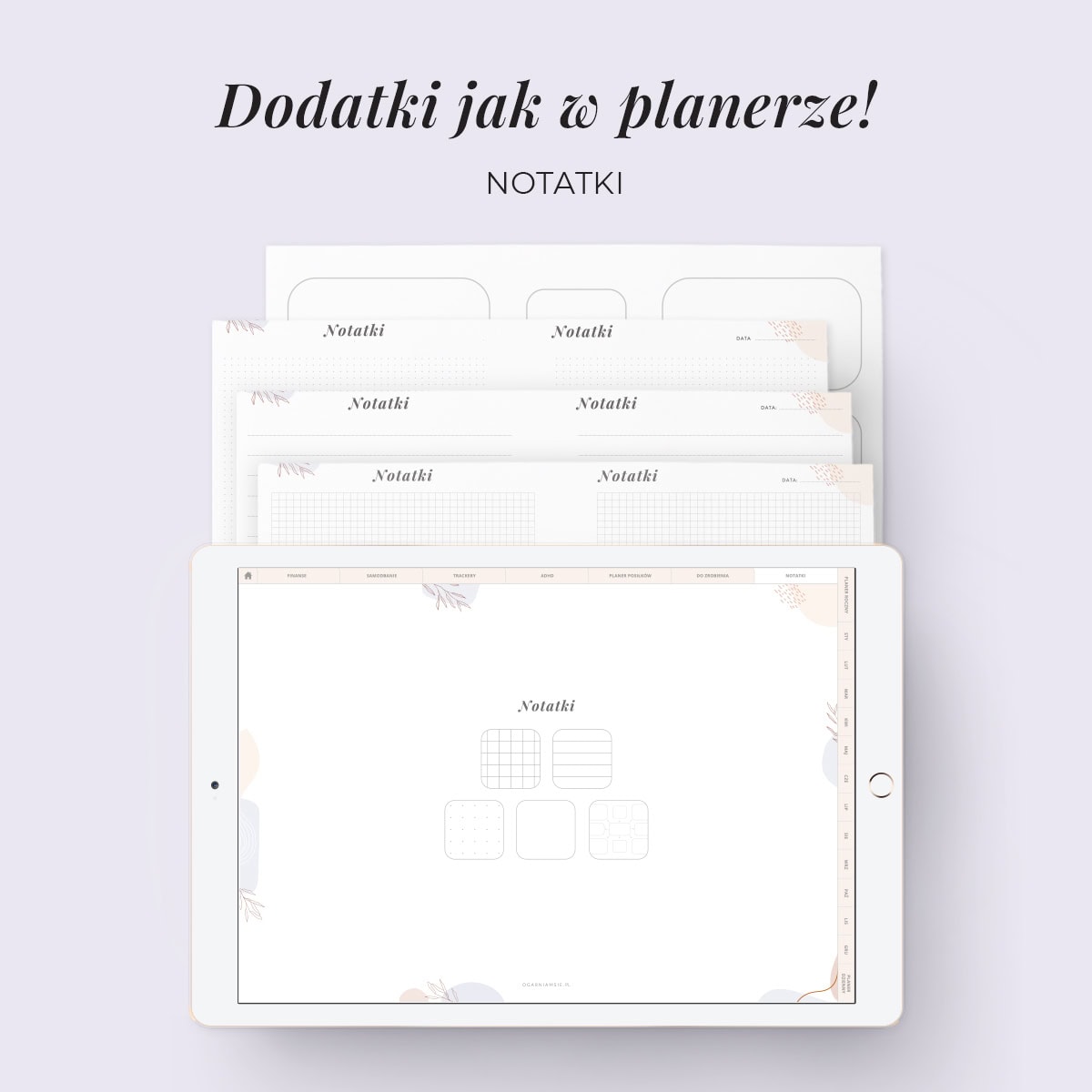 Digital Planer ADHD - zakładka notatki