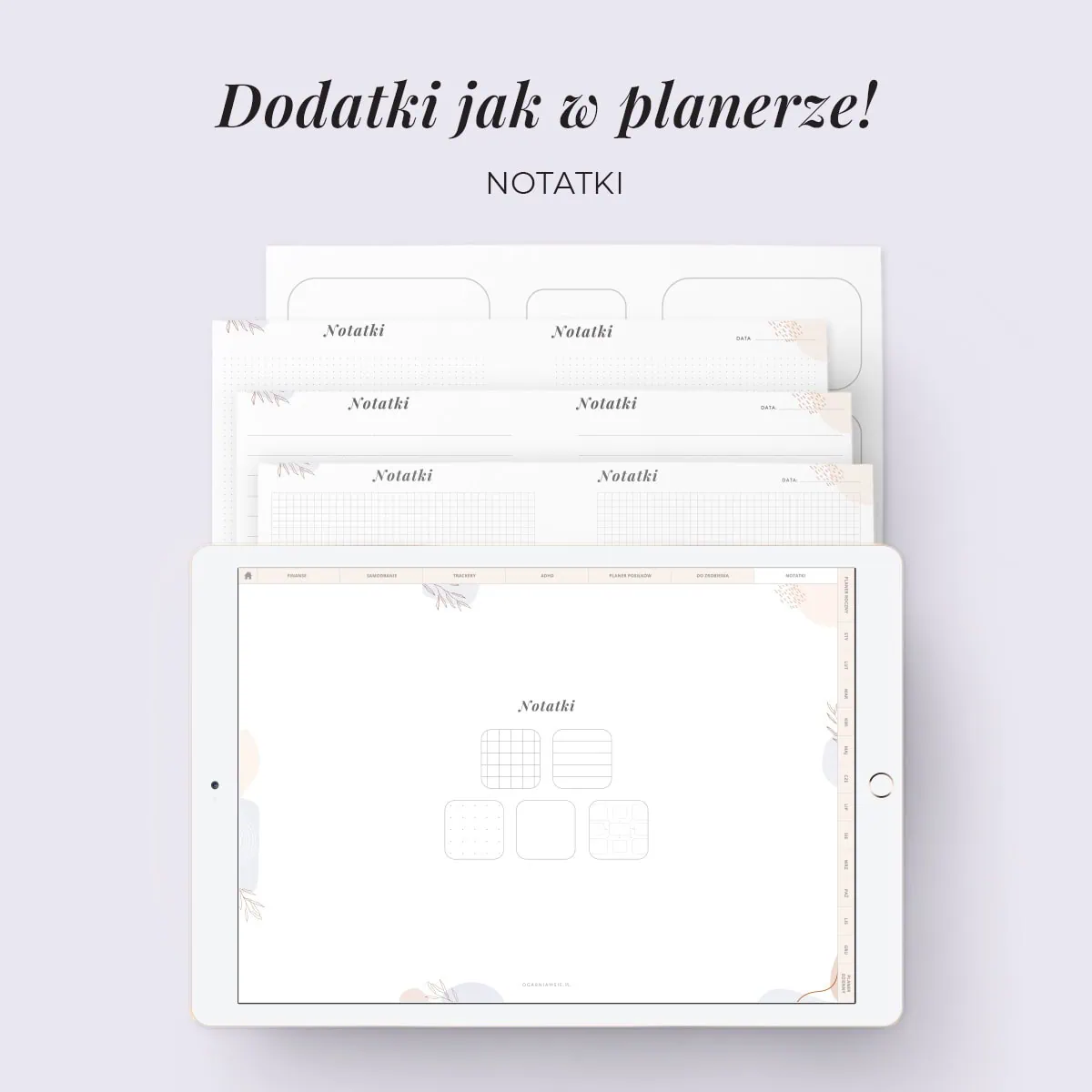 Digital Planer ADHD - zakładka notatki