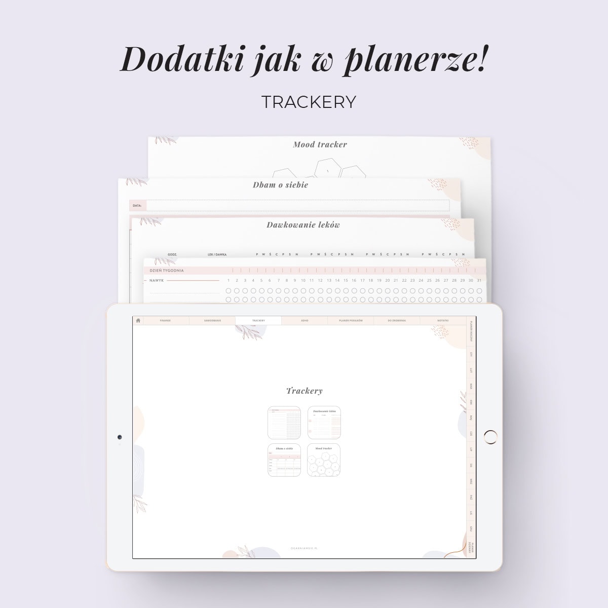 Digital Planer ADHD - zakładki trackery