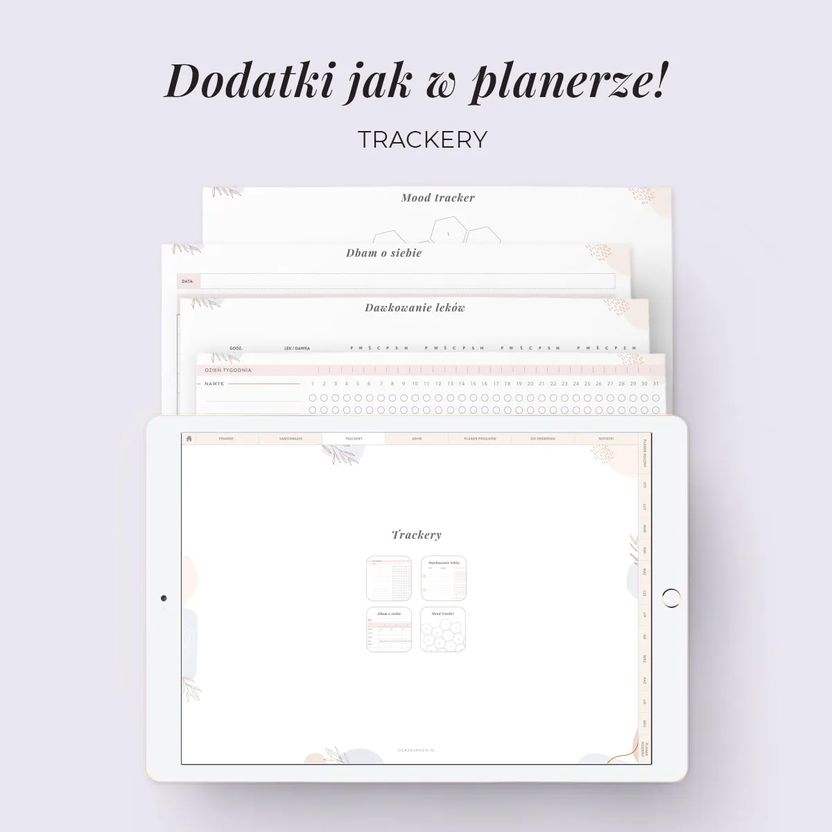Digital Planer ADHD - zakładki trackery