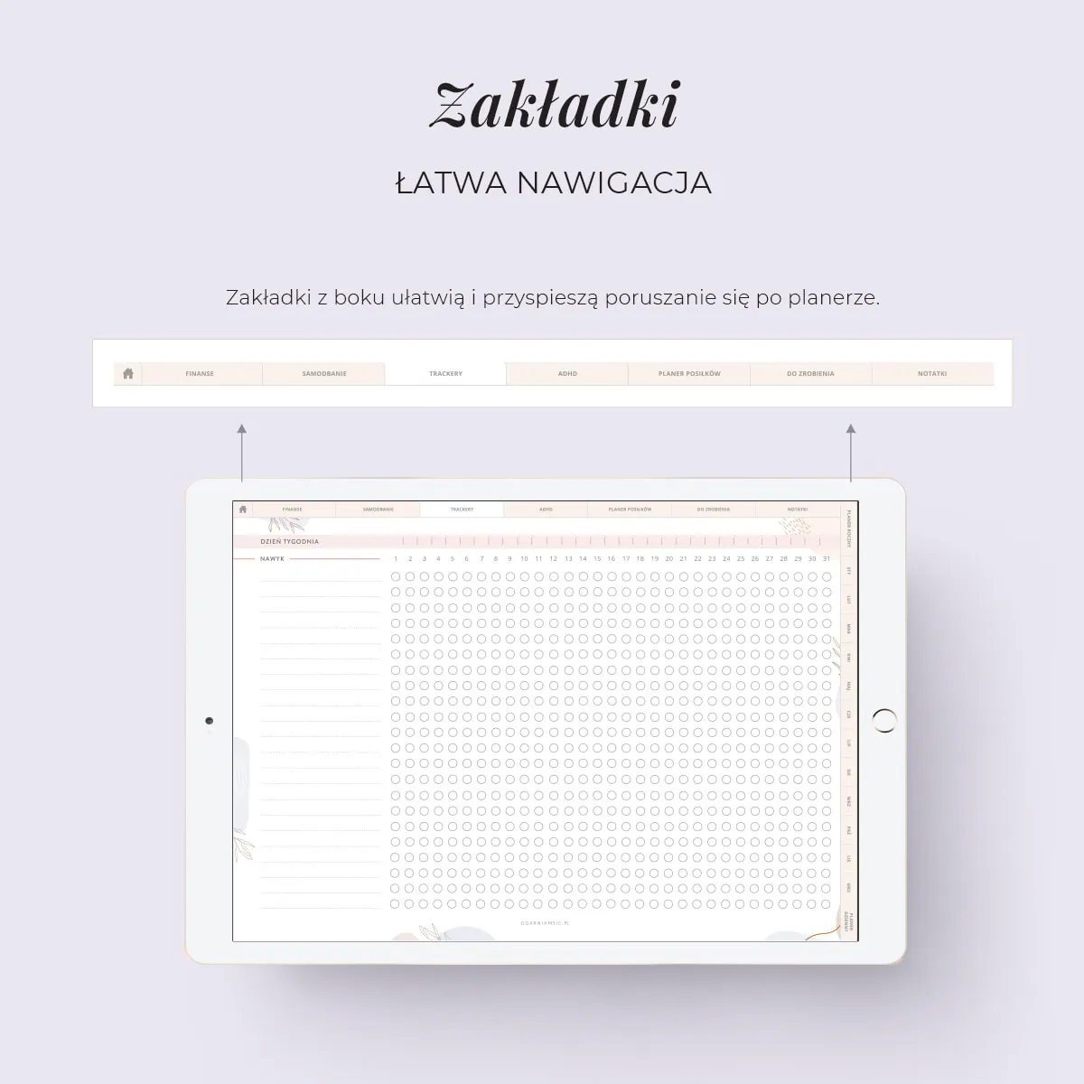 Digital Planer ADHD - zakładki w planerze