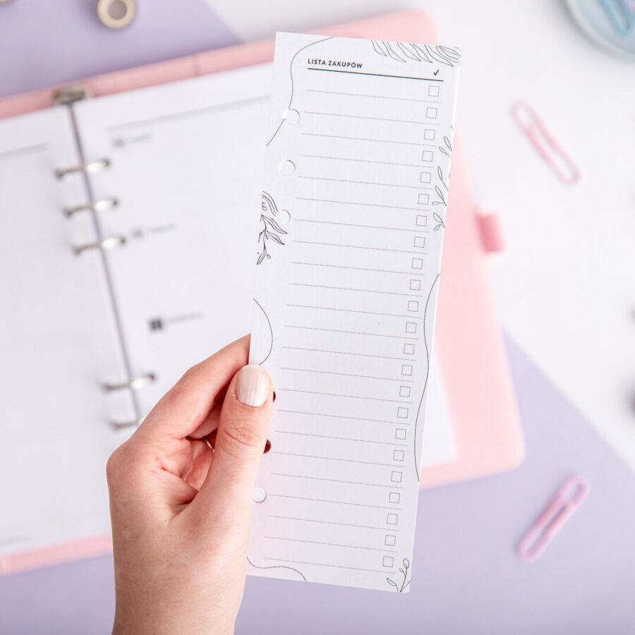 Notes do organizera - lista zakupów