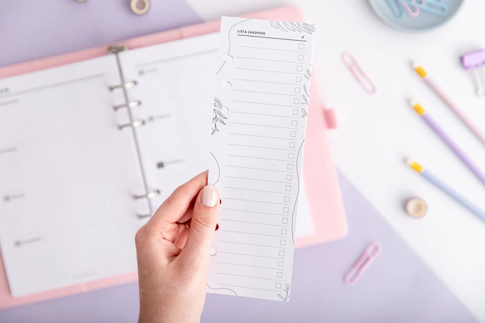 Notes do organizera - lista zakupów