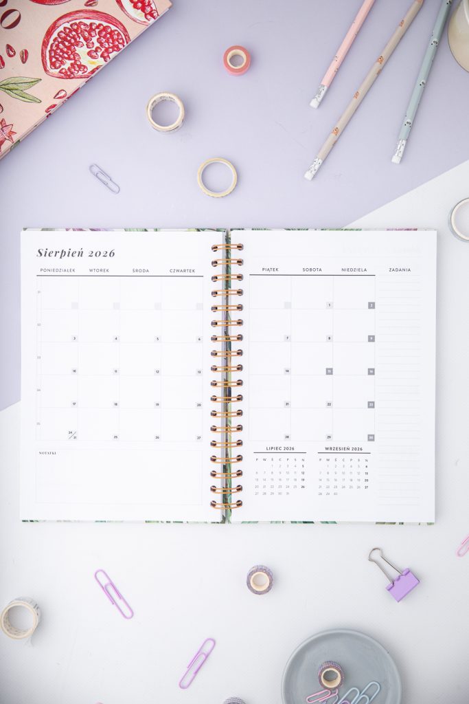 Planer 2026 w formacie B5 - planer miesięczny