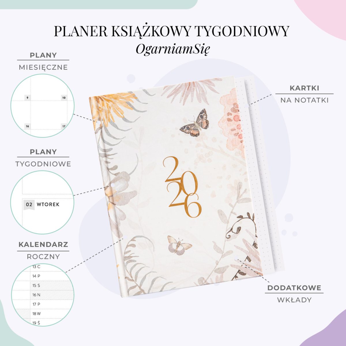 Planer książkowy 2026 - cechy 2