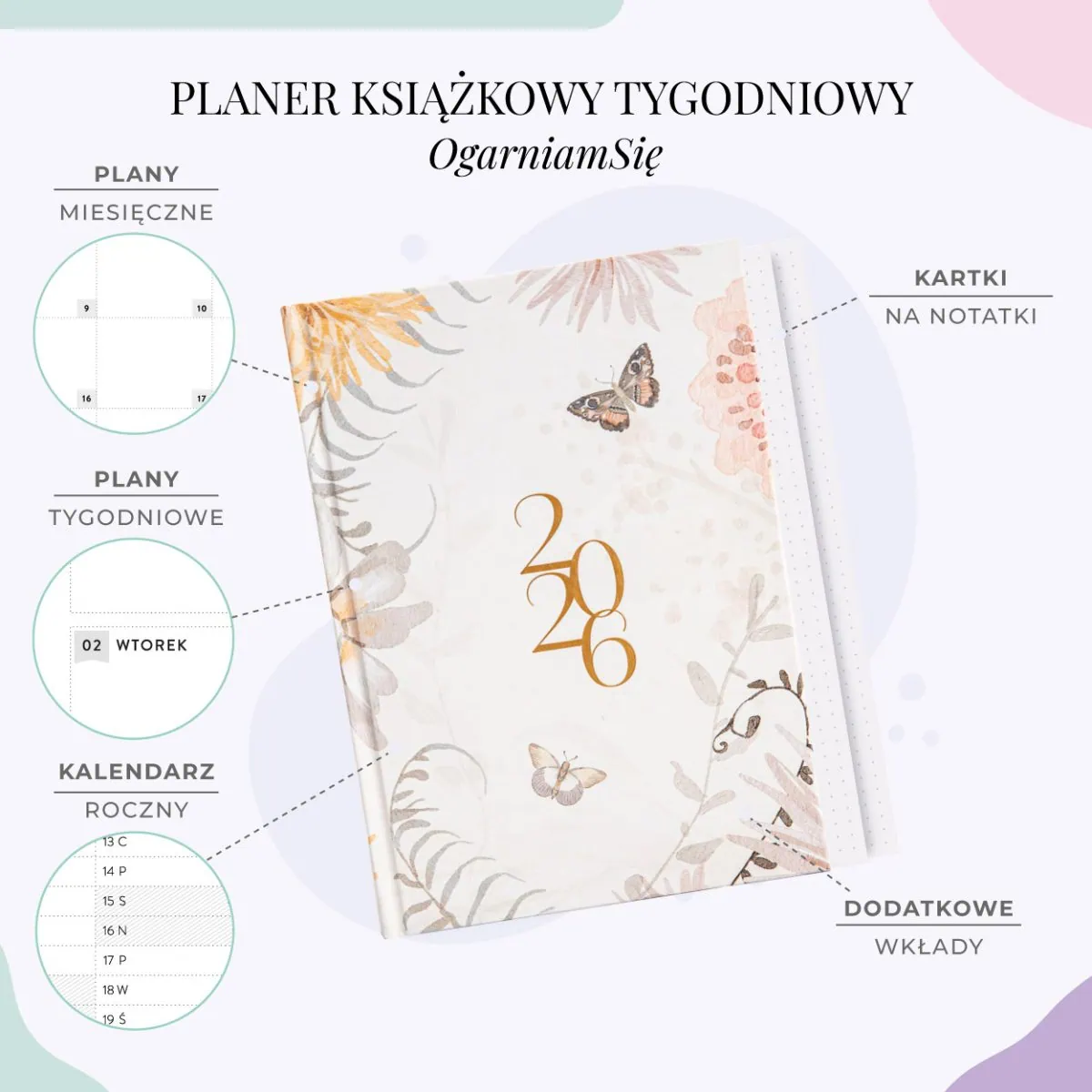 Planer książkowy 2026 - cechy 2