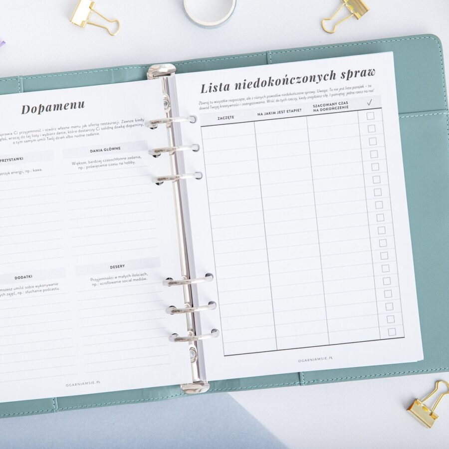Wkład do organizera Planer ADHD - dopamenu i lista nieskończonych spraw