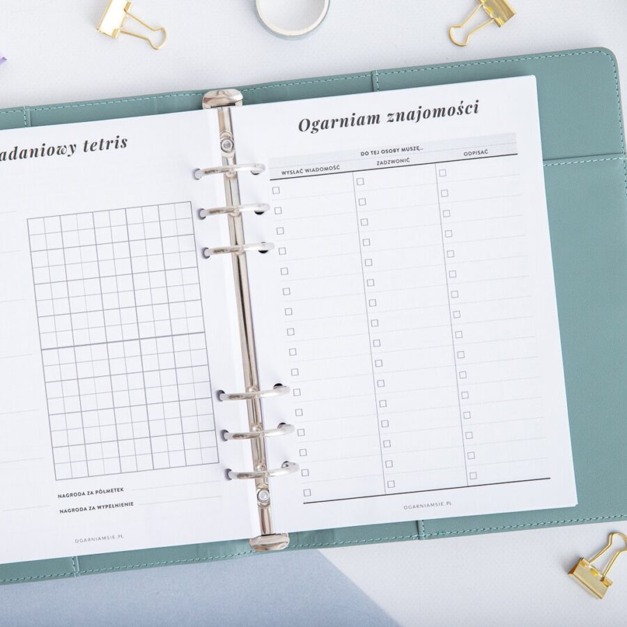 Wkład do organizera Planer ADHD - zadaniowy tetris i ogarniam znajomości