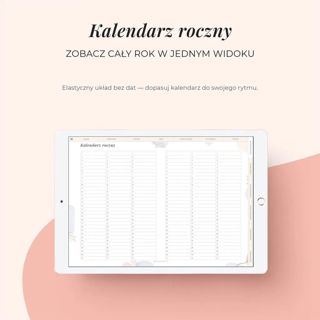 Digital planer ADHD na iPada | Kalendarz roczny bez dat