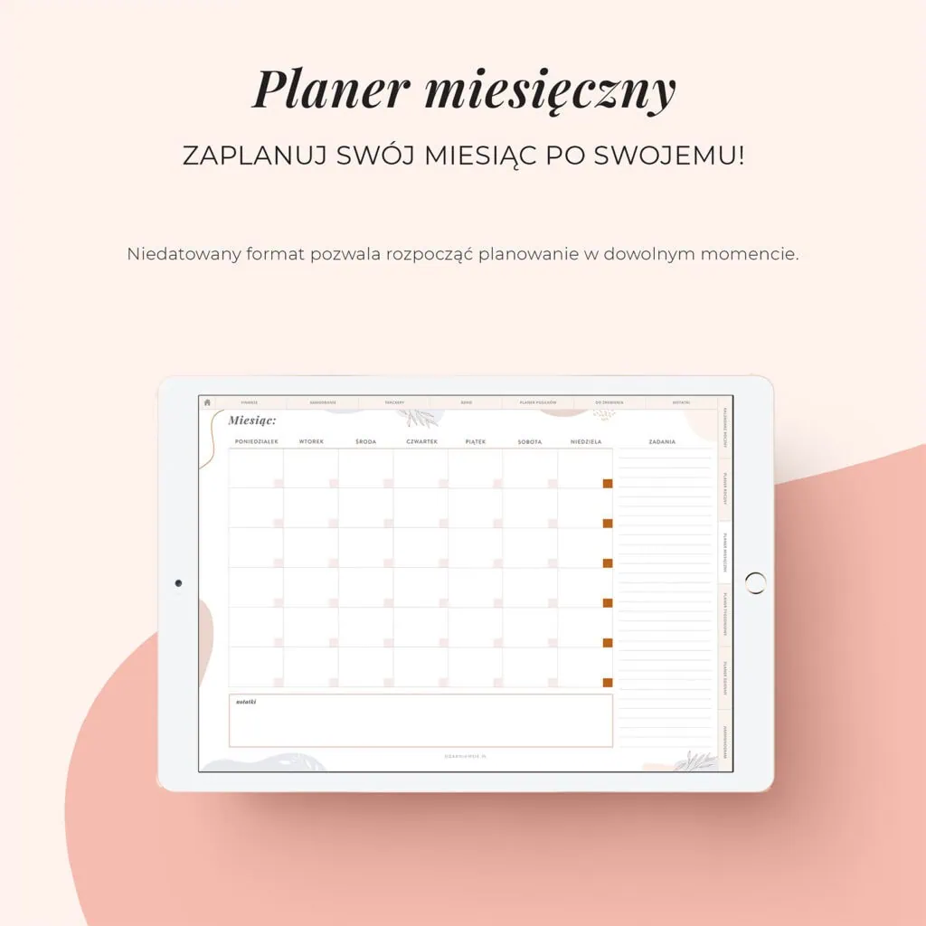Digital planer ADHD na iPada | Planer miesięczny bez dat