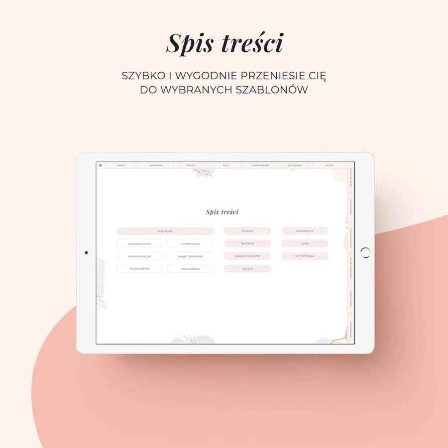Digital planer ADHD na iPada | Spis treści