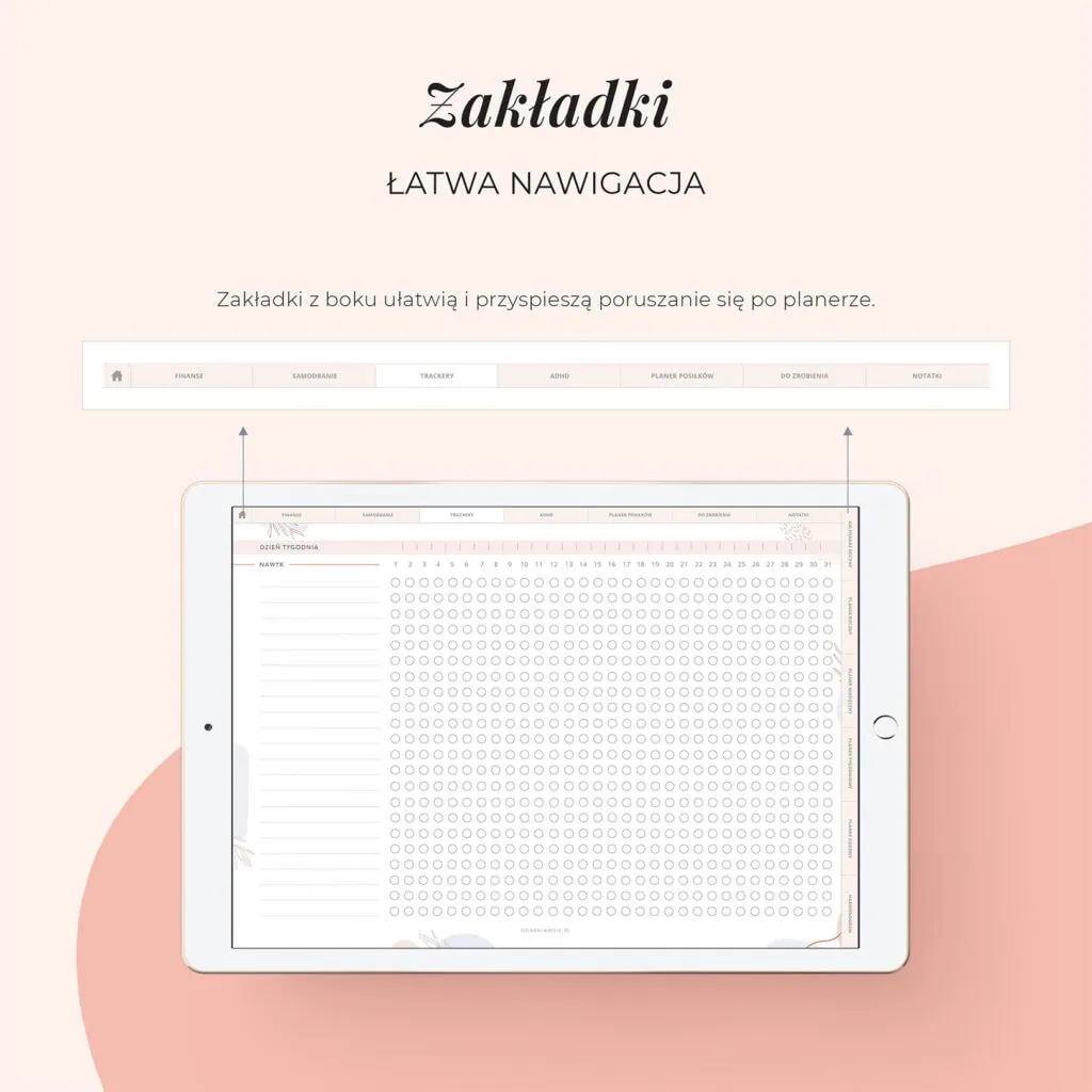 Digital planer ADHD na iPada | Zakładki do nawigacji