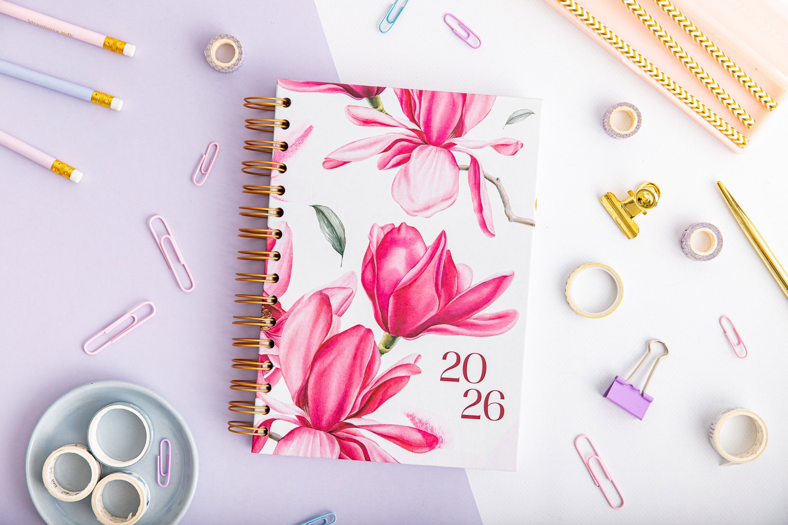 Planer 2026 z okładką Kwiat Magnolii