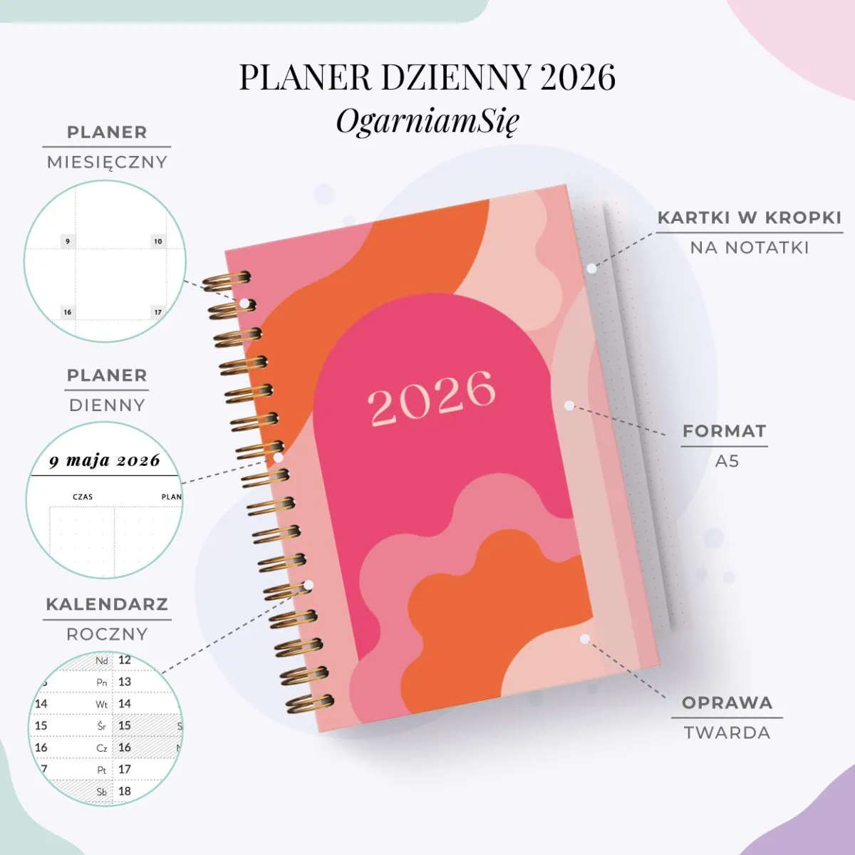 Planer dzienny 2026 - cechy