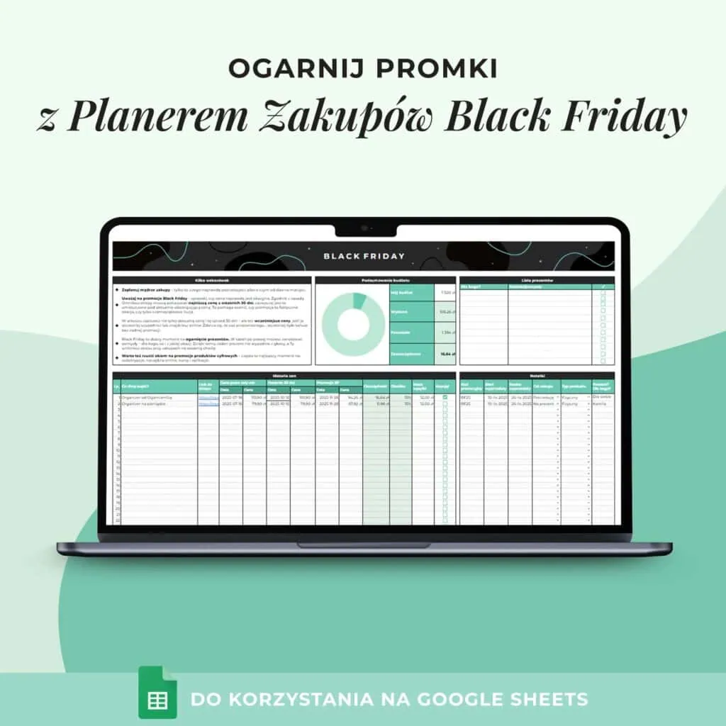 Planer zakupów Black Friday | Arkusz Google