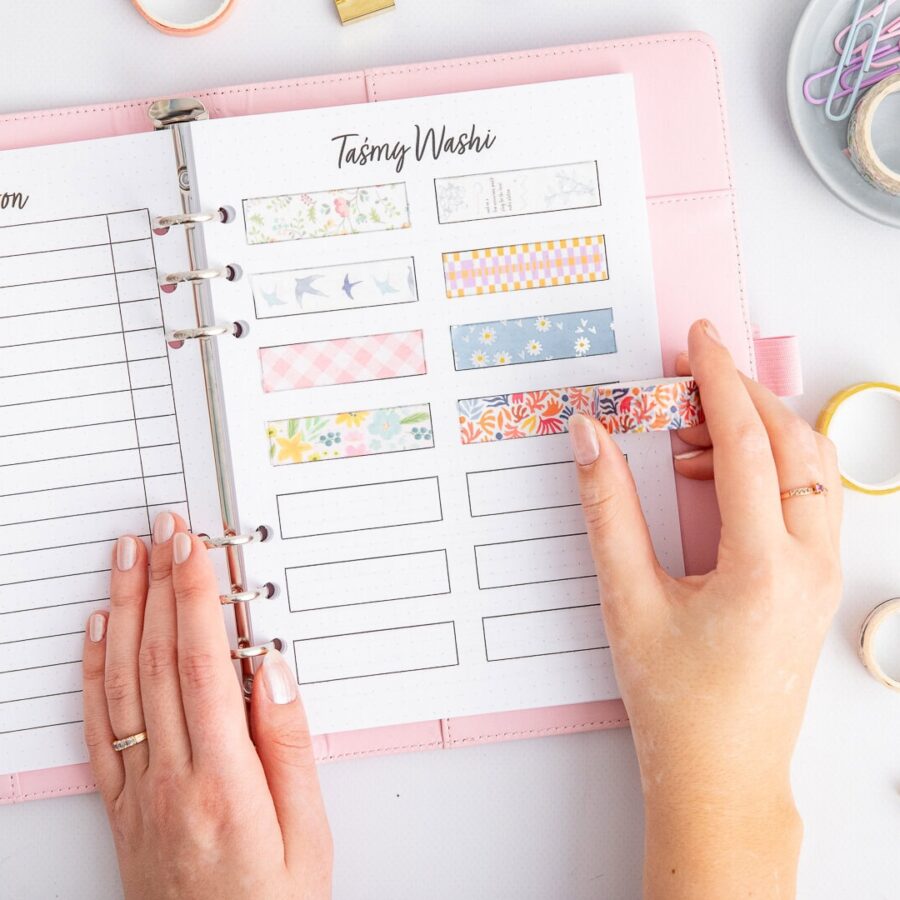 Wkład do organizera Bullet Journal - strony taśmy washi