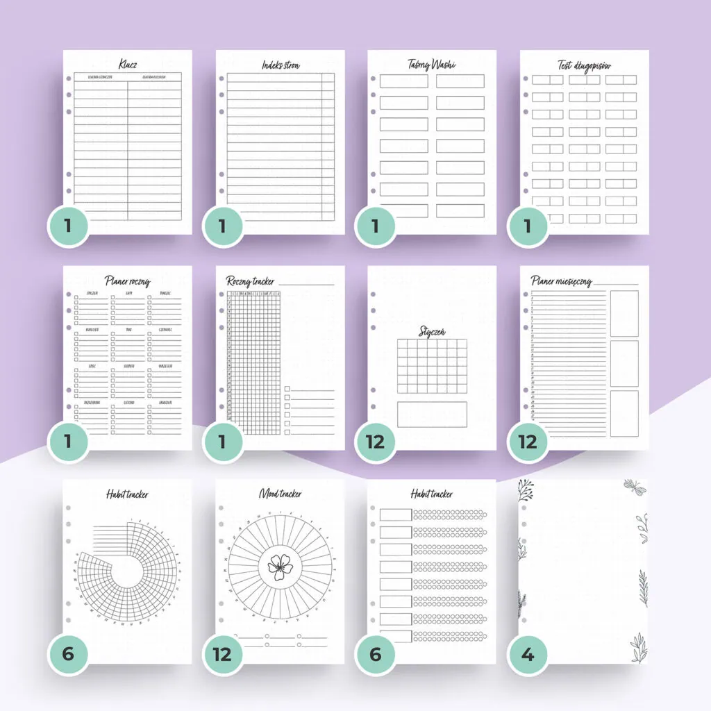 Bullet Journal – wkład do organizera | Szablony