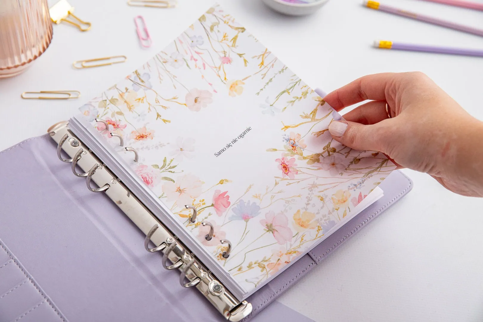 Karta do organizera motywacyjna z wzorem roślinnym