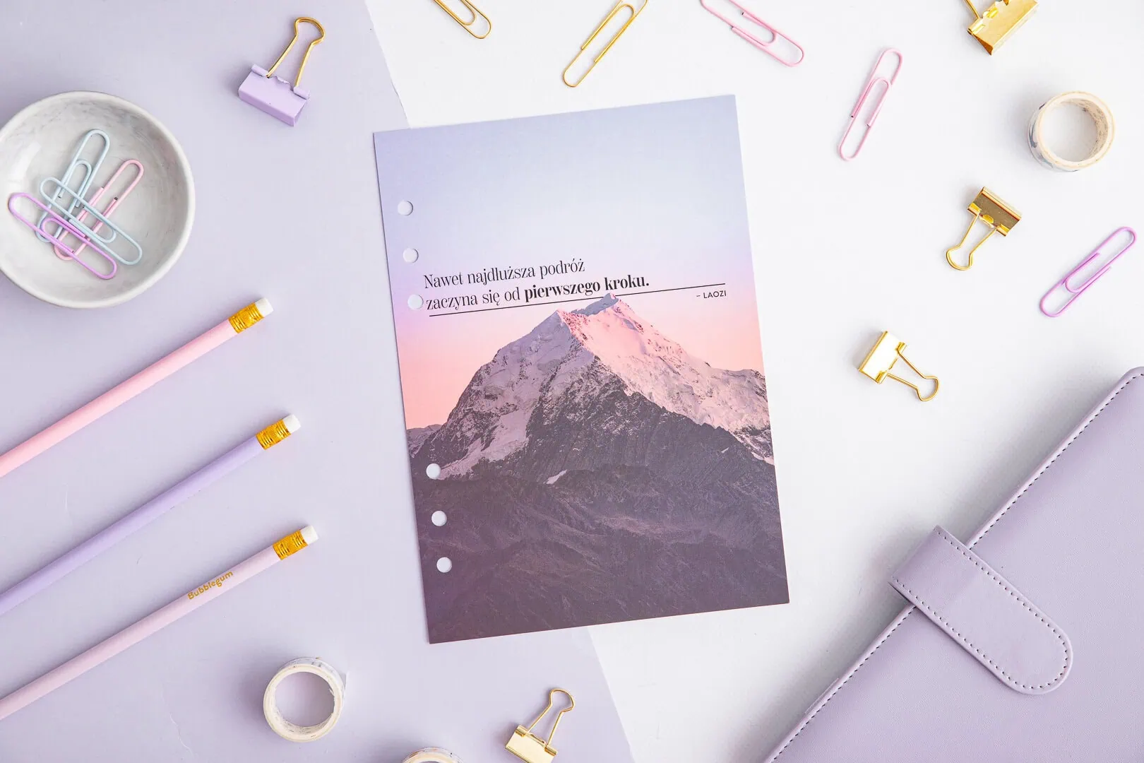 Kolorowa przekładka do organizera z cytatem