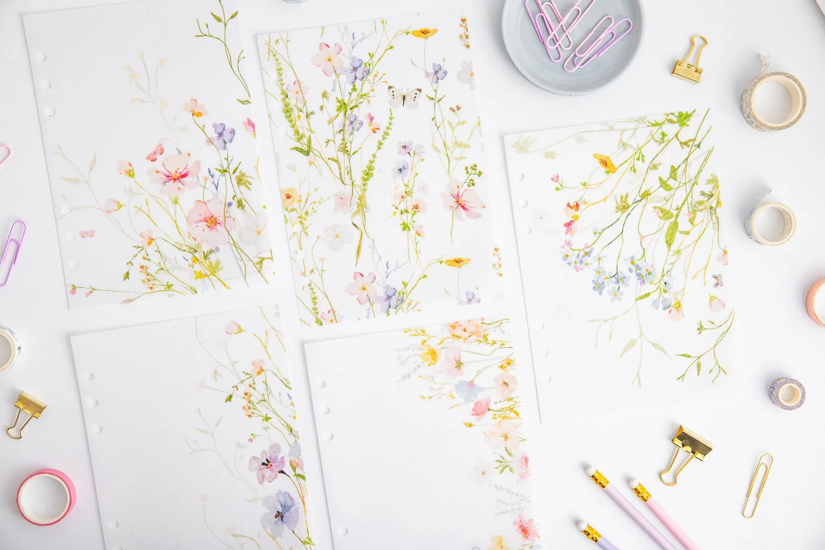 Kolorowe karty do organizera - Akwarelowa Łąka