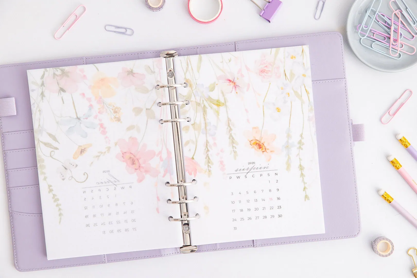 Kwiatowe, transparentne przekładki do organizera (2)