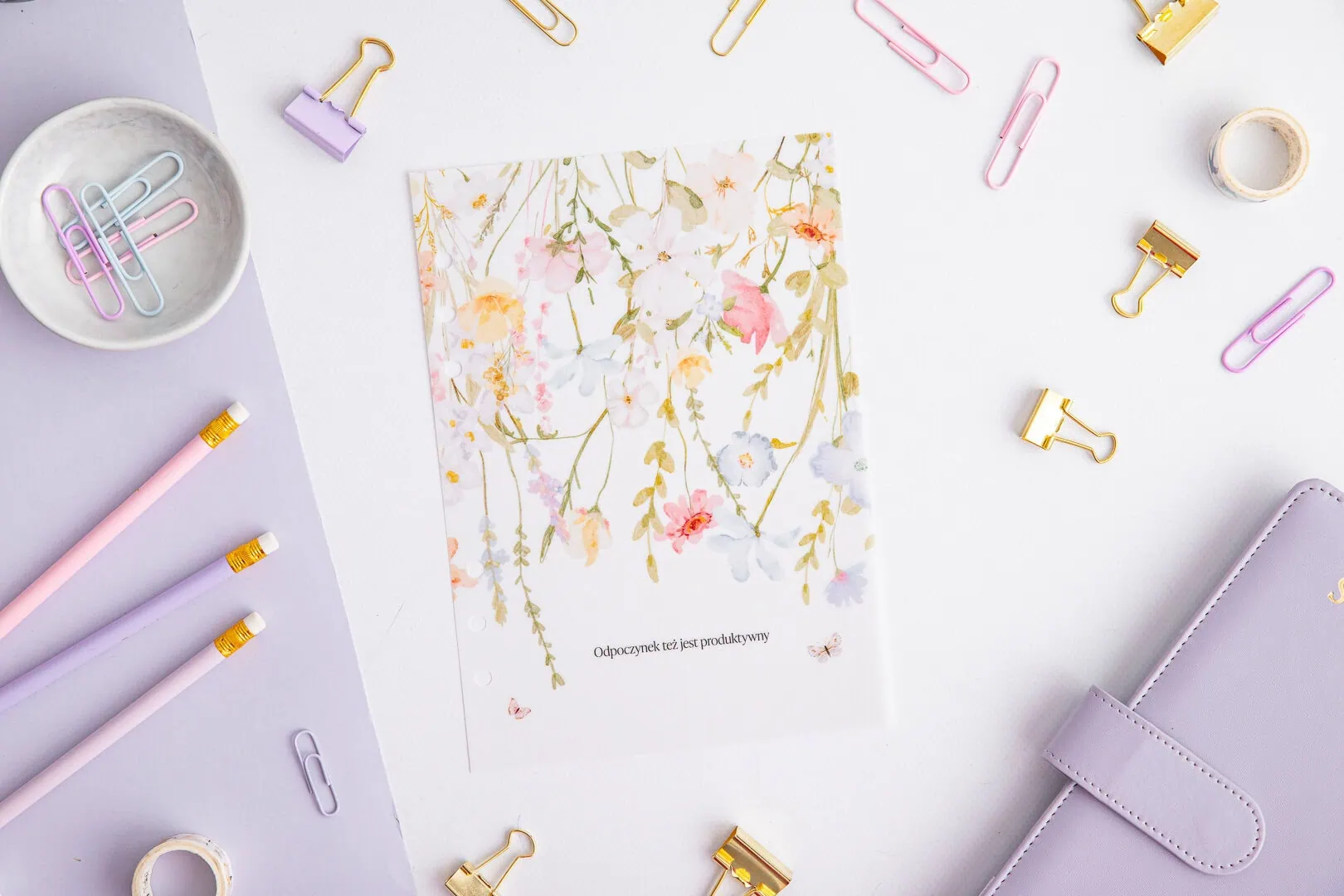 Motywacyjna karta do organizera | Akwarelowa łąka