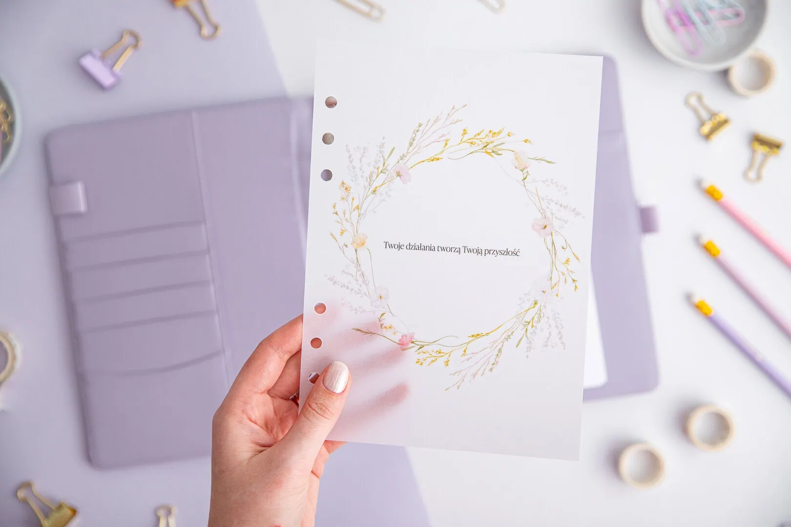 Motywacyjna przekładka do organizera - wzór botaniczny