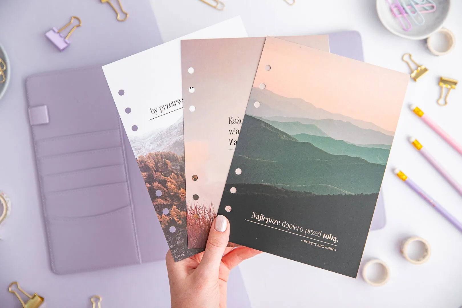 Motywacyjne karty do organizera - kolorowe