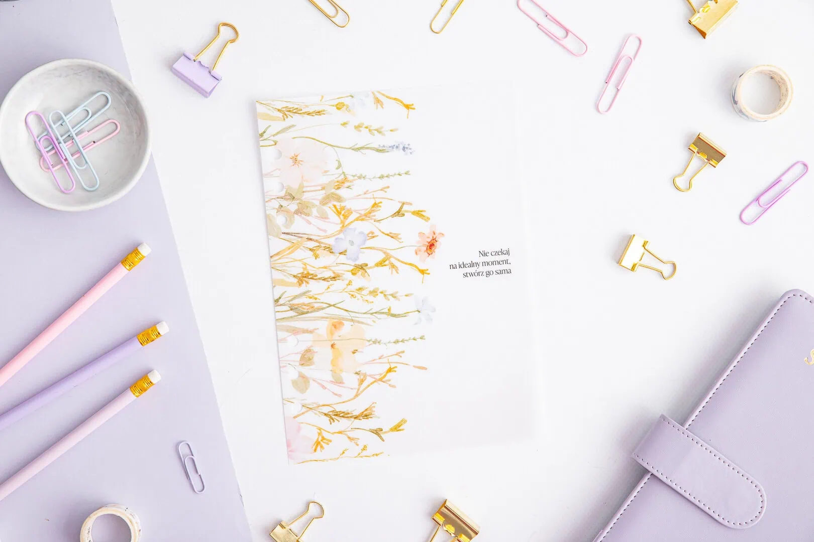 Przekładka do organizera - motywacyjna | Wzór botaniczny