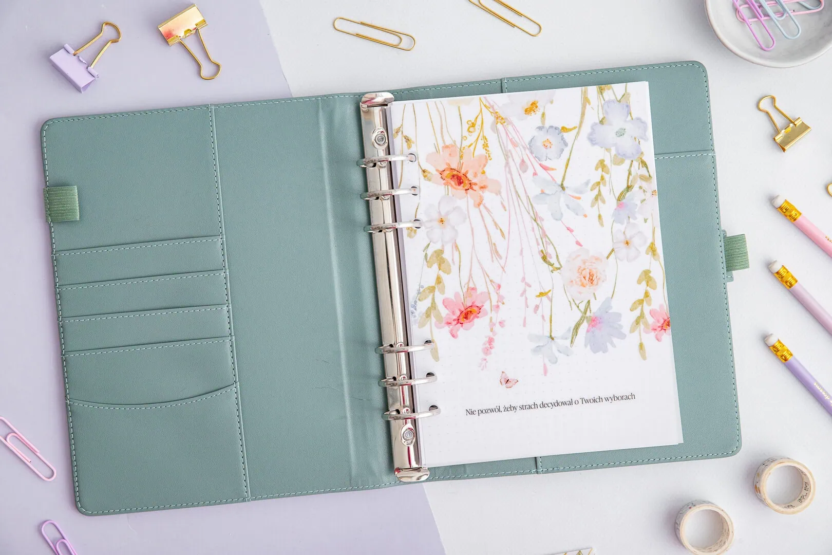 Przekładka do organizera - motywacyjna | Wzór roślinny