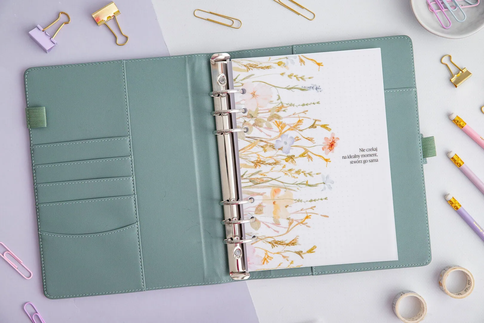 Przekładka do organizera z cytatem - motywacyjna | Wzór roślinny