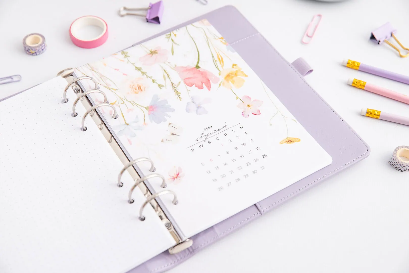 Przekładka do organizera z motywem kwiatowym, transparentna