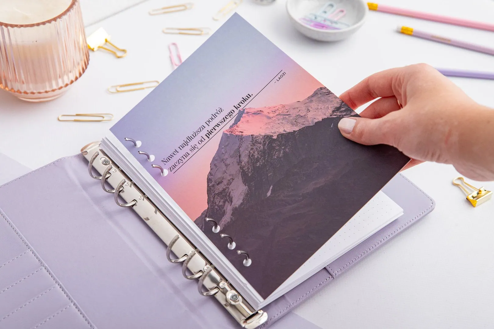 Przekładka do organizera z motywującym cytatem