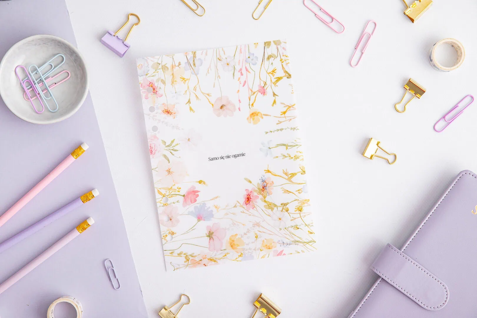 Przekładka do organizera z roślinnym motywem