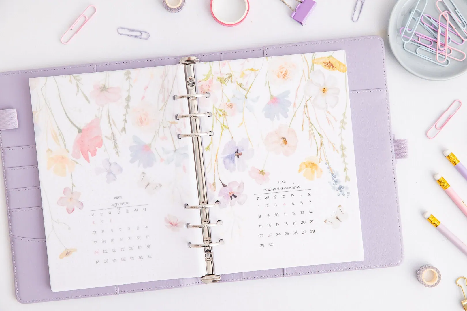 Przekładki do organizera z kwiatami