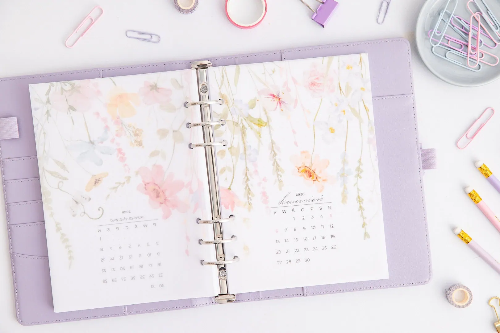 Transparentne przekładki do organizera z miesiącami