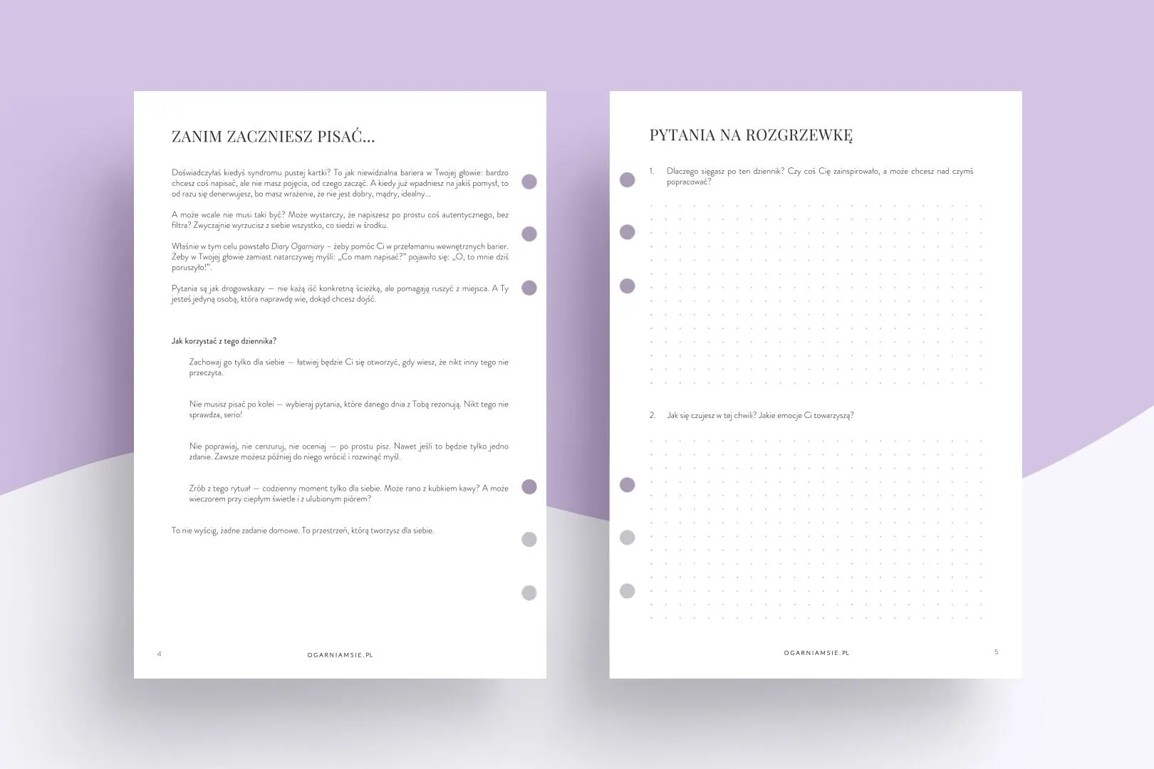 Diary Ogarniary - strony wkładu do organizera