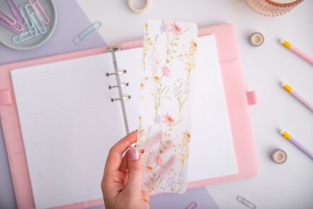 Zakładka do organizera | Akwarelowa łąka na papierze transparentnym