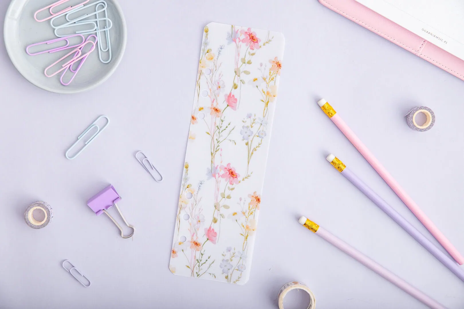 Zakładka do organizera | Akwarelowa łąka | Papier transparentny