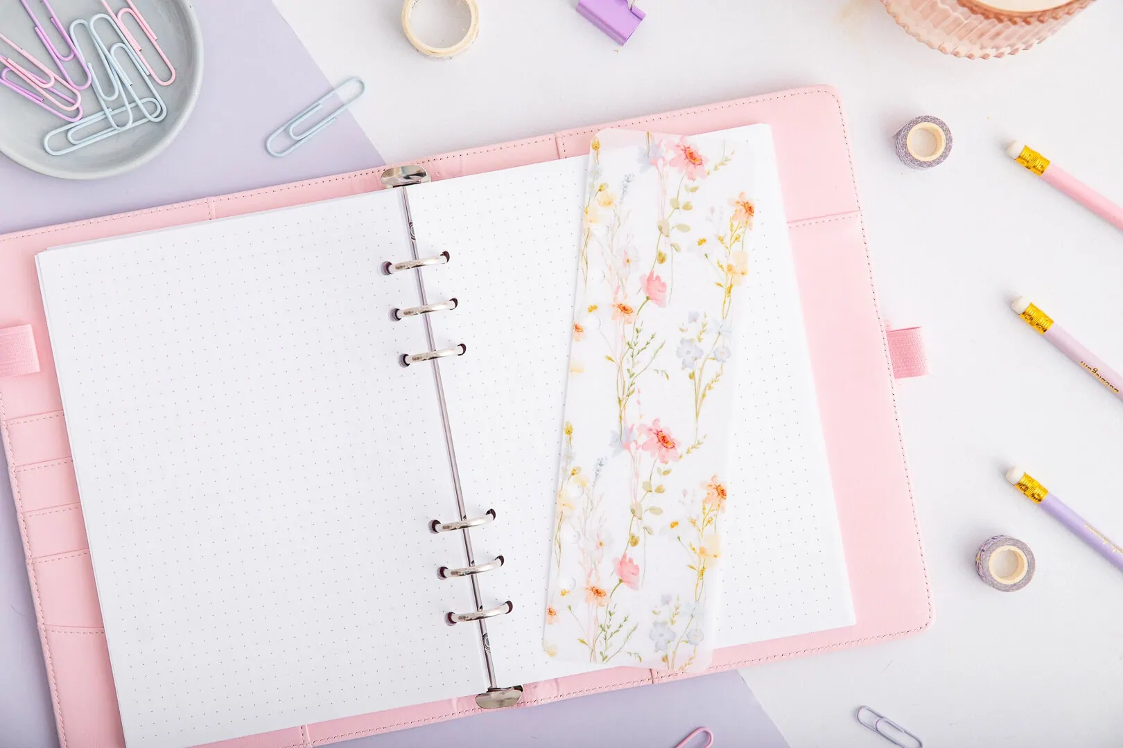 Zakładka w organizerze | Transparentna "Awarelowa Łąka" (2)