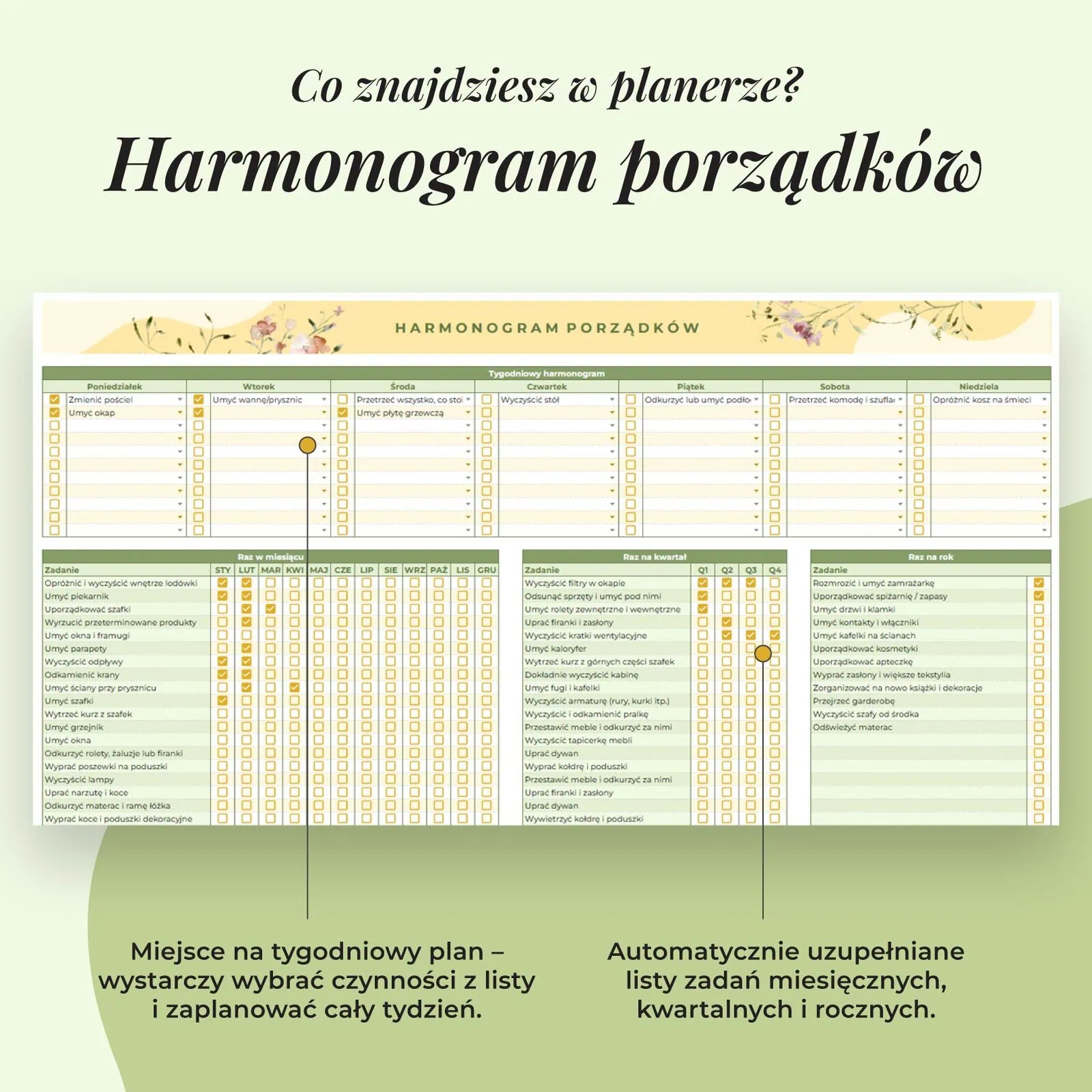 Harmonogram sprzątania – Arkusz Google | Harmonogram sprzątania