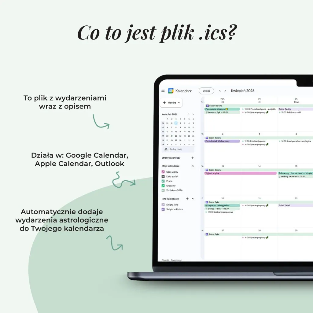 Kalendarz Google Zodiakara 2026 - plik ics