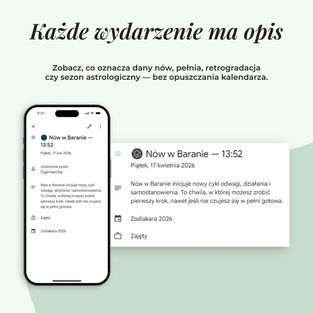 Kalendarz Google Zodiakara 2026 - wydarzenia