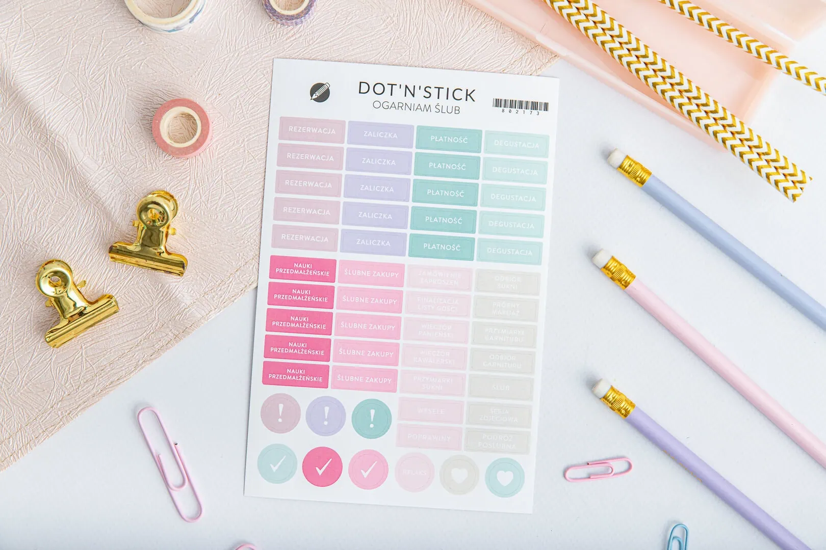 Kolorwe naklejki "Ślubne zakładki"