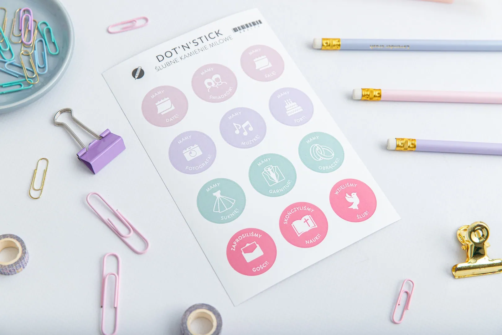 Naklejki "Ślubne kamienie milowe" | Pastelowe kolory