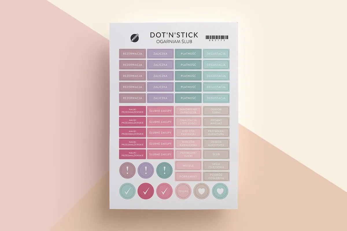 Naklejki "Ślubne zakładki" do planera lub organizera