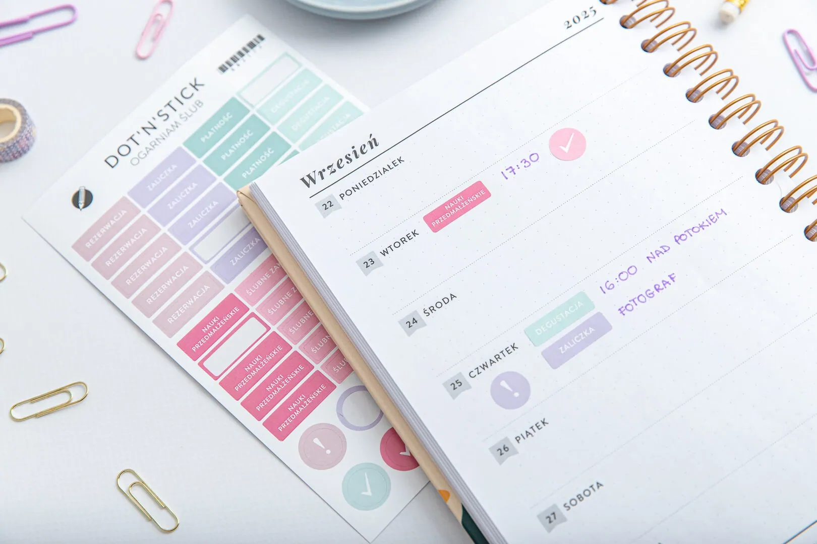 Naklejki "Ślubne zakładki" do planera