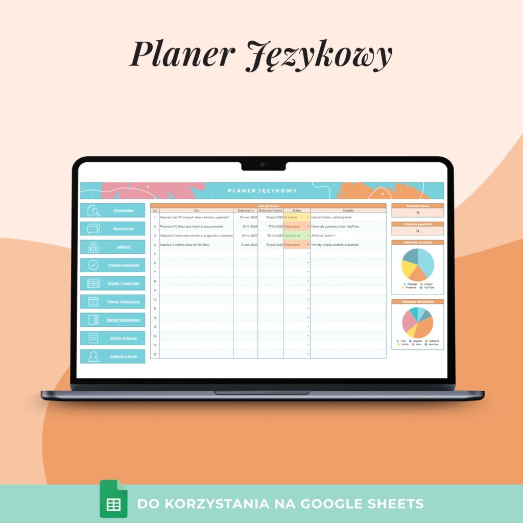 Planer językowy – Arkusz Google